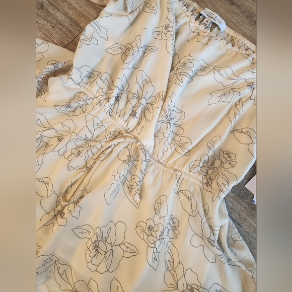 Sweet Rain Floral Midi Dress — Cream with Gray Floral Print - Picture 2 of 4